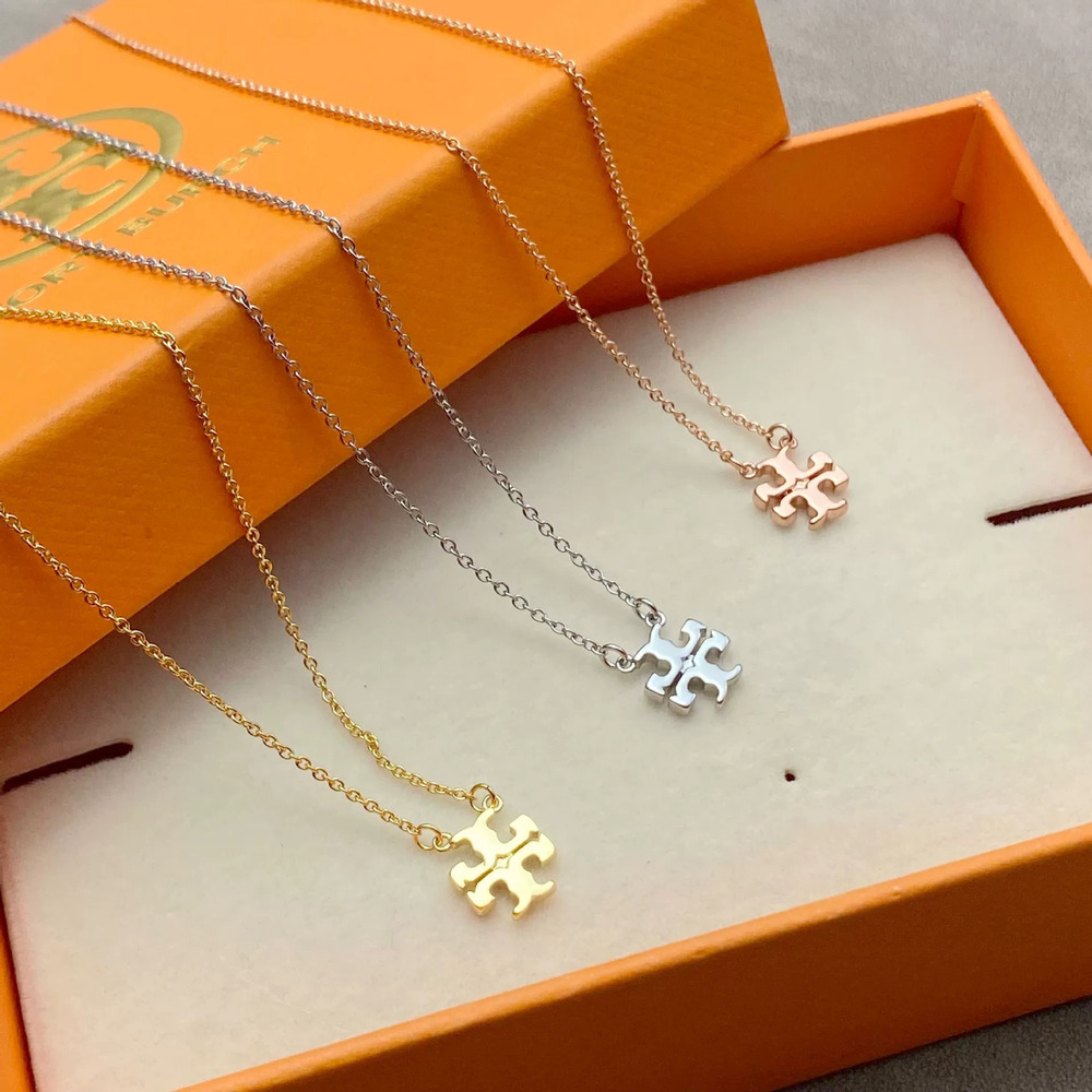 Tory Burch 3D Curved Logo Mini Choker Necklace